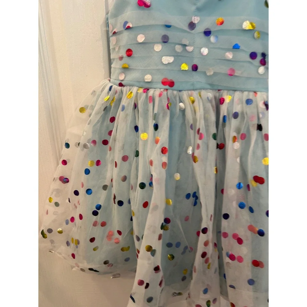 Unbranded Tutu Dress Blue Multi-Color Metallic Polka Dot‎ Tulle Party Birthday
